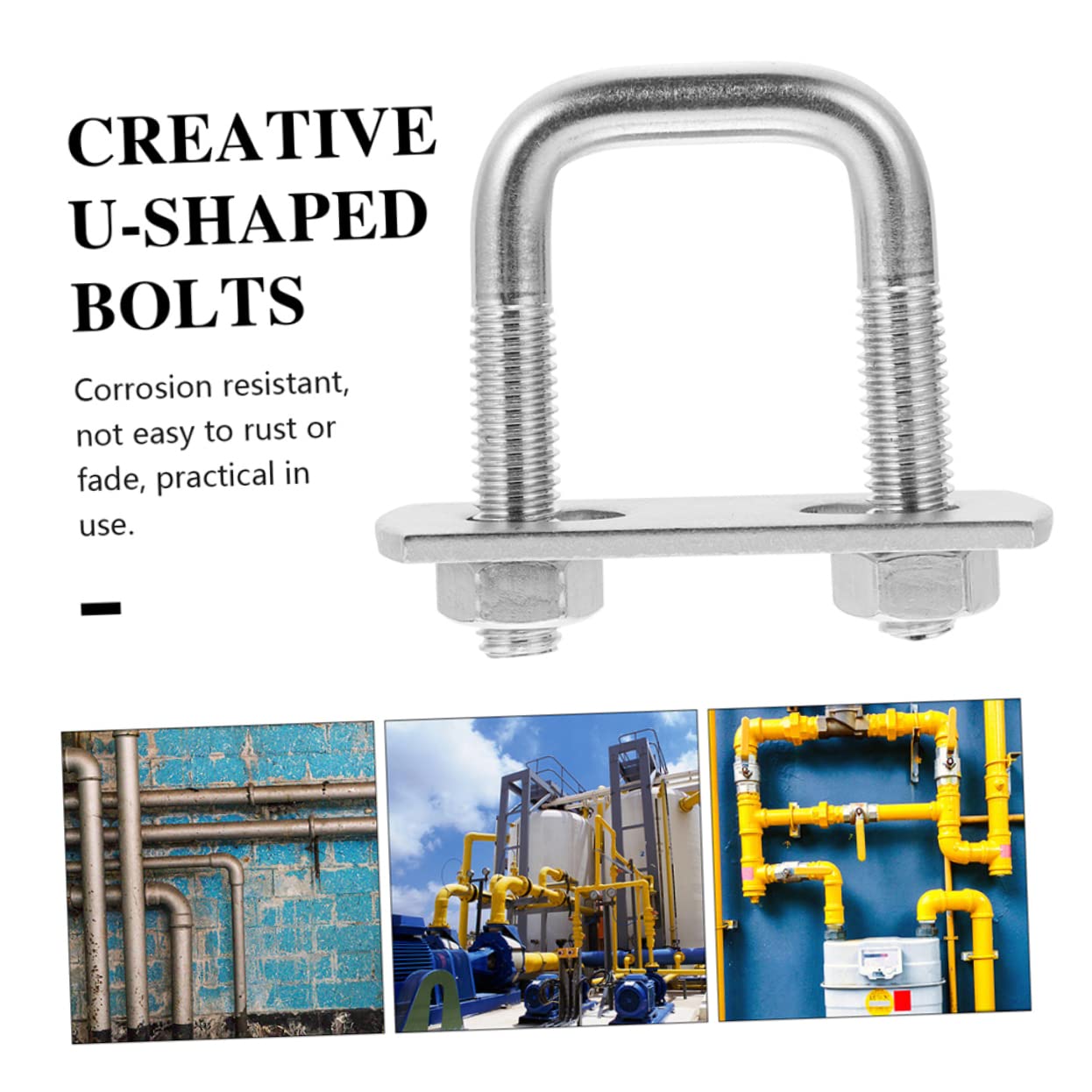 SOLUSTRE 4 unids U-Bolt Bolt U Bolt para Hardwares Antena Mástil Abrazadera Poste u Bolt Round Bend Bolt Reemplazo u Bolt Remolque u Tornillos