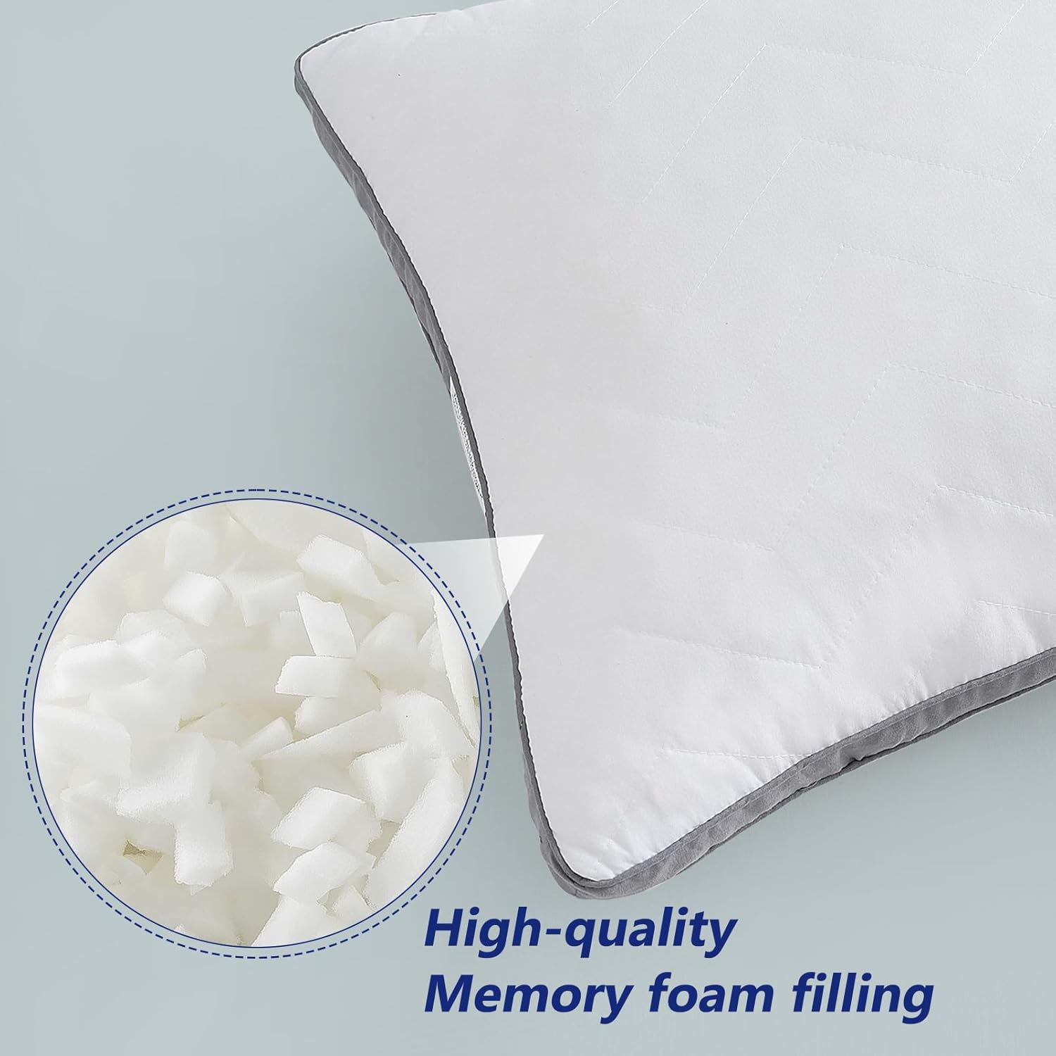 DOWNCOOL Almohada corporal acolchada de espuma viscoelástica, almohadas grandes de cuerpo completo para adultos, almohadas suaves y largas para