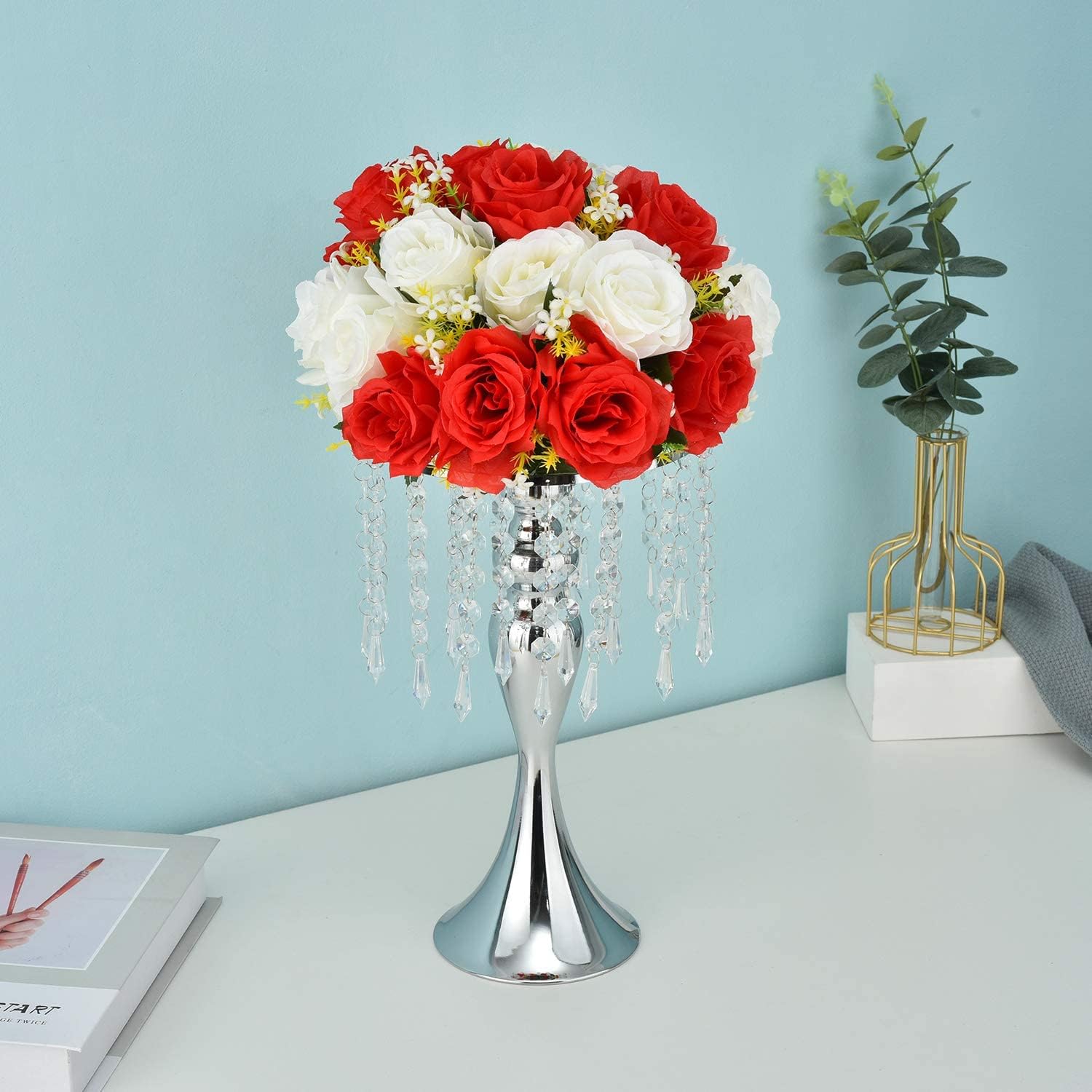 ECOM KING Soporte versátil para flores de boda, arreglo floral de boda para centro de mesa, florero de metal para boda, aniversario, cena, centro de