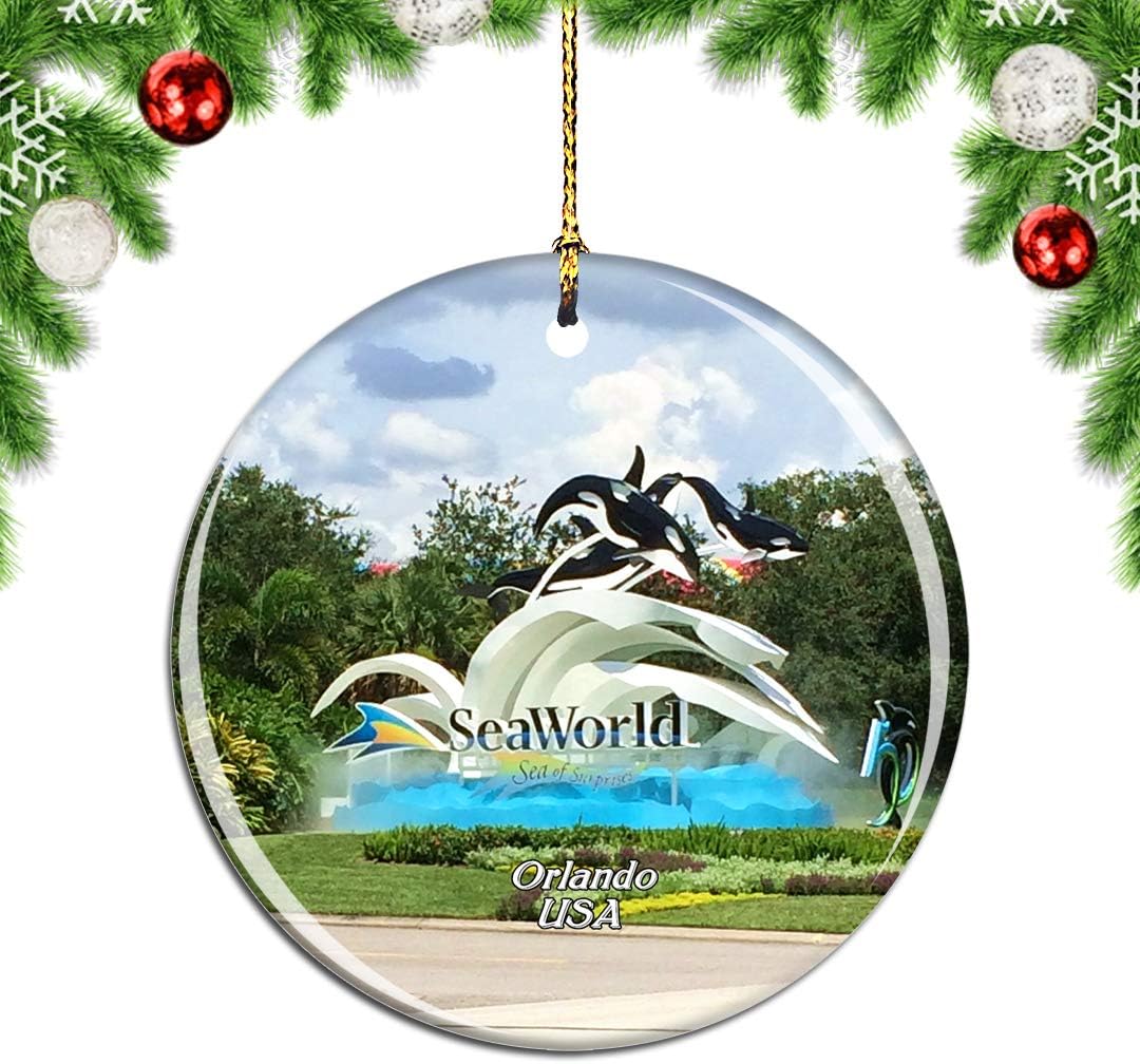 Weekino Decoración para árbol de Navidad de Estados Unidos, América, Seaworld, Orlando, decoración colgante, decoración, colección de recuerdos de