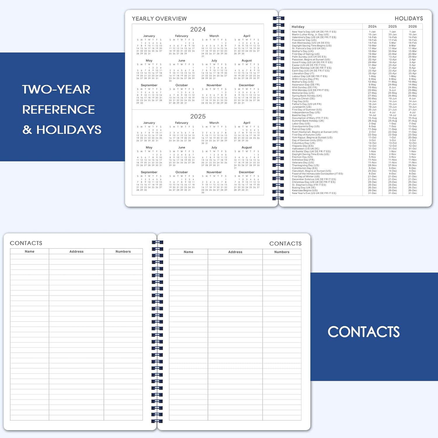 Agenda 2024-2025, agenda semanal y mensual 2024-2025, julio 2024 a junio 2025, 8 x 10 pulgadas, calendario 2024-2025 con pestañas mensuales,