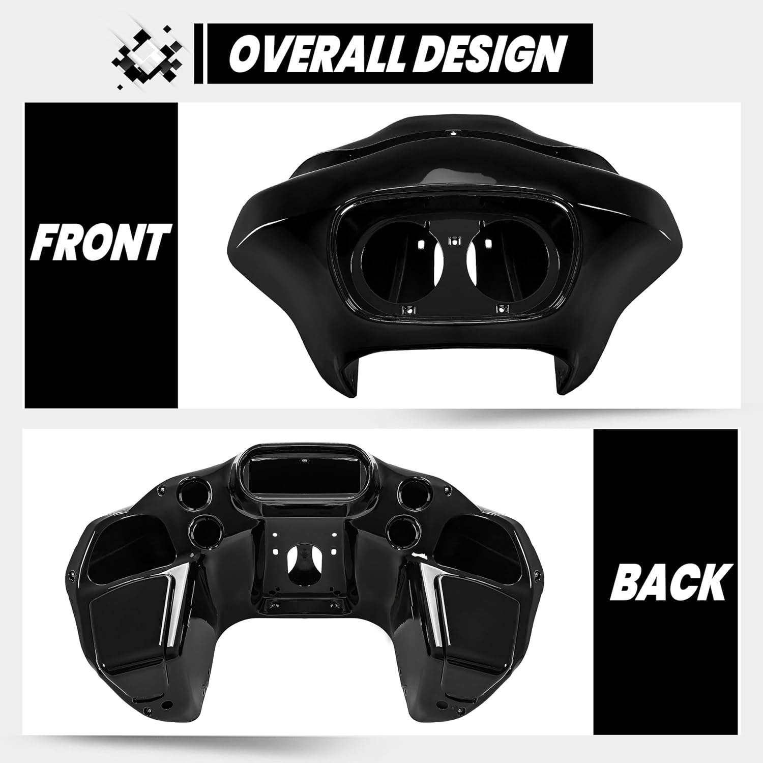 HECASA Carenado interior y exterior de murciélago compatible con Harley-Davidson Road Glide CVO EFI FLTRI 1998-2013 Kit de carenado de faros