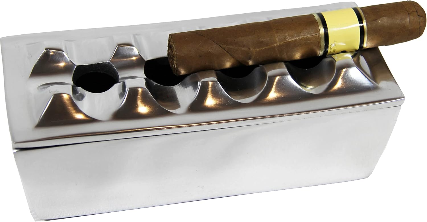 Cenicero de cigarros hecho de metal de aluminio  cenicero resistente al viento para puros a cigarrillos, diseño de 4 agujeros, resistente al viento