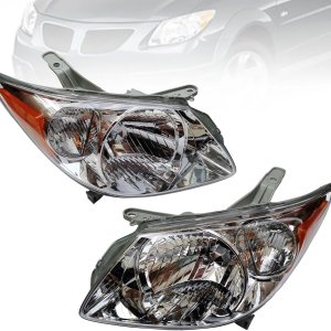 CNCEST Faro delantero para Pontiac Vibe Wagon 2005-2008, pasajero derecho y lado izquierdo del conductor, par de faros delanteros, 88973539, CNCEST Faro delantero para Pontiac Vibe Wagon 2005-2008, pasajero derecho y lado izquierdo del conductor, par de faros delanteros, 88973539,