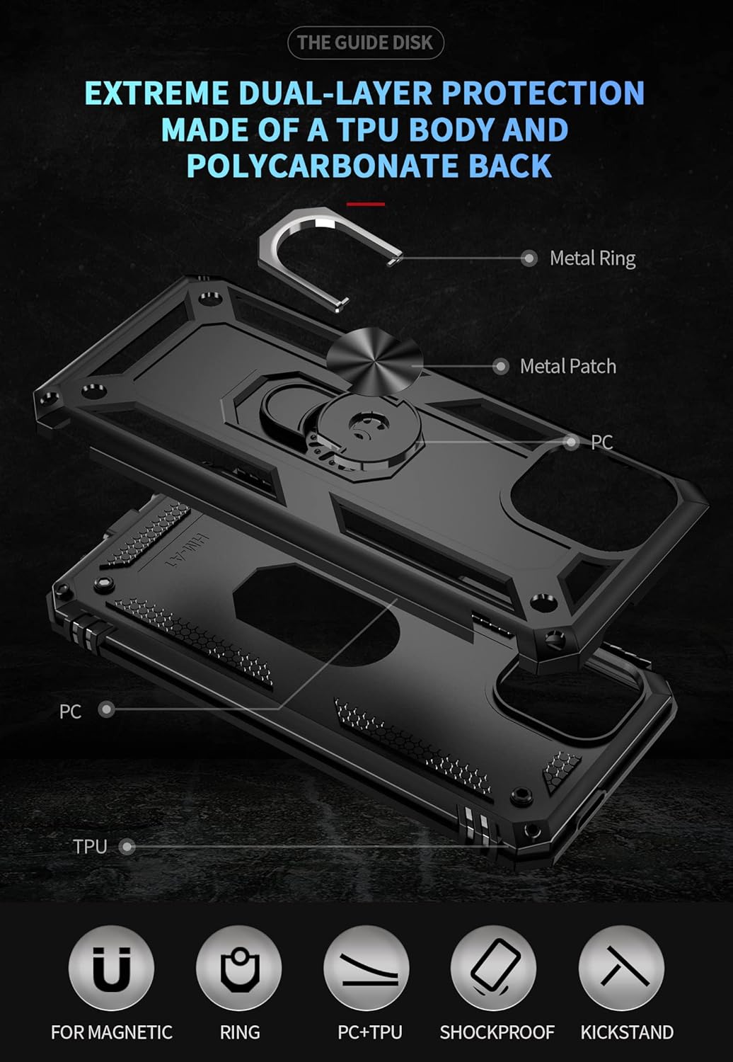 Funda para Xiaomi Redmi A2 Caso,Cubierta de la caja del teléfono con soporte anti-caída para Xiaomi Redmi A1 220733SI 220733SG 220733SL 220743FI