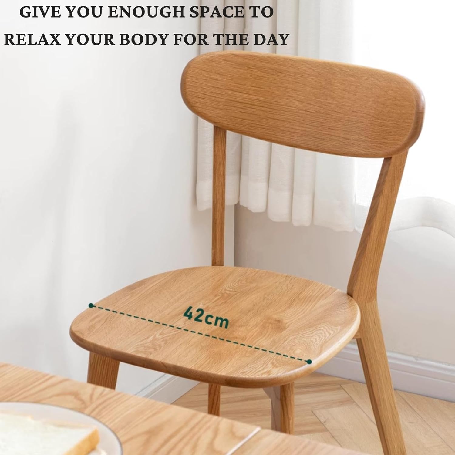 Juego de 2 sillas de comedor 100% madera de roble, sillas de cocina con cómodo respaldo redondo, sillas para sala de estar, comedor, fácil montaje,