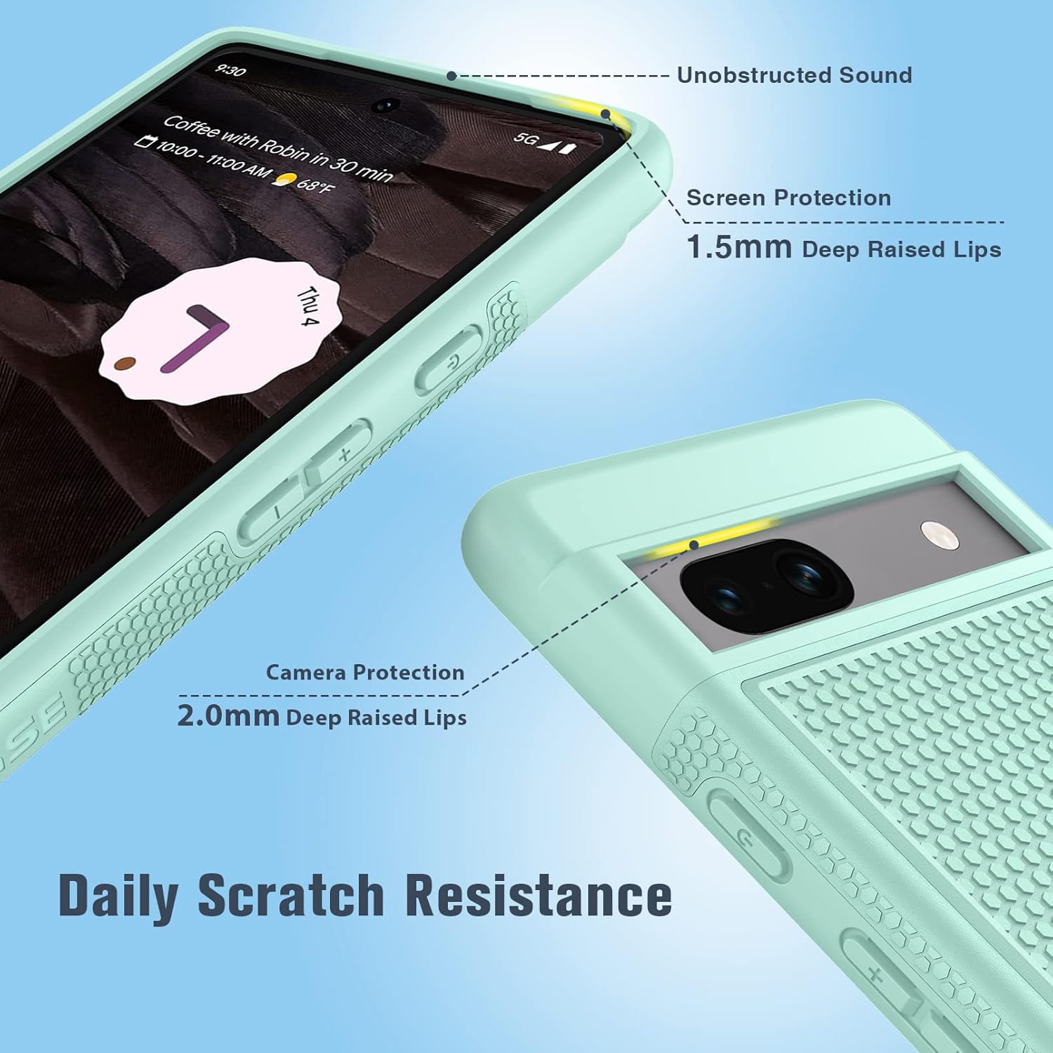 FNTCASE Funda para Google Pixel 7a funda protectora de doble capa resistente para teléfono celular, resistente a prueba de golpes, con parte trasera