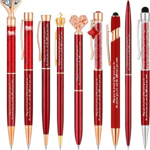 Yeaqee Juego de 9 bolígrafos de metal con diamantes de cristal motivacional para diario, tinta negra, bonitos y lindos bolígrafos kawaii, regalos de Yeaqee Juego de 9 bolígrafos de metal con diamantes de cristal motivacional para diario, tinta negra, bonitos y lindos bolígrafos kawaii, regalos de
