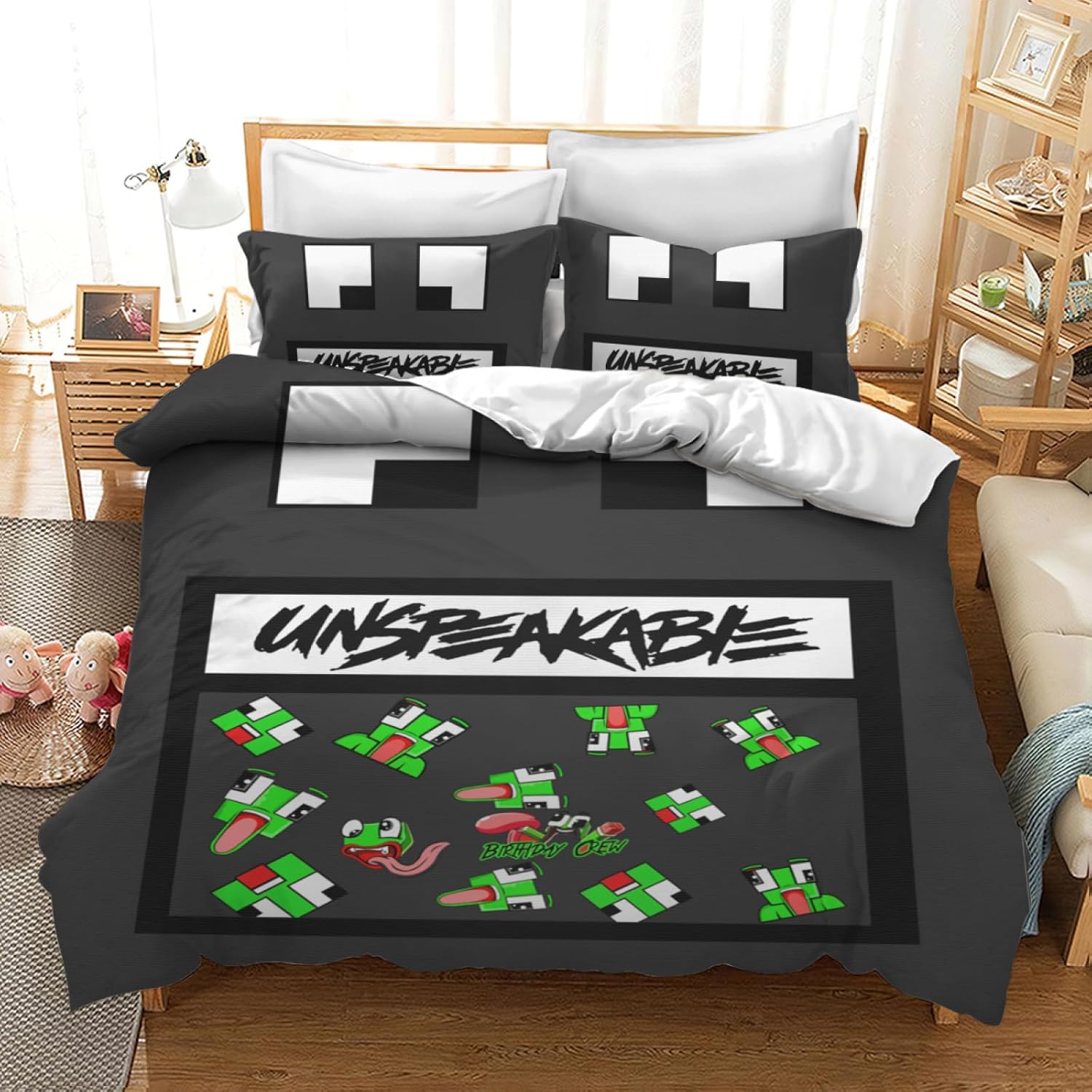 TOYOCC Juego de ropa de cama de 3 piezas con diseño de rana, tamaño individual, Queen de 90 x 90 pulgadas, divertido y bonito, juego de ropa de cama
