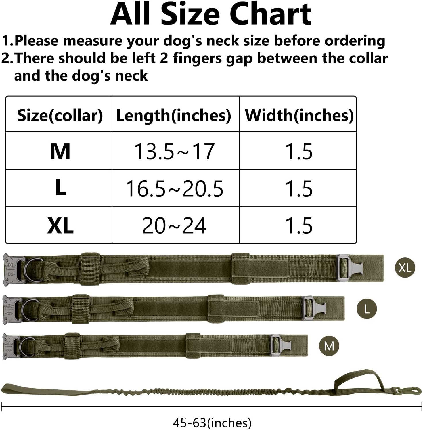 VORCIK – Juego de collar y correa táctica para perro, collar ajustable de nailon para perro con asa y hebilla de metal resistente para perros