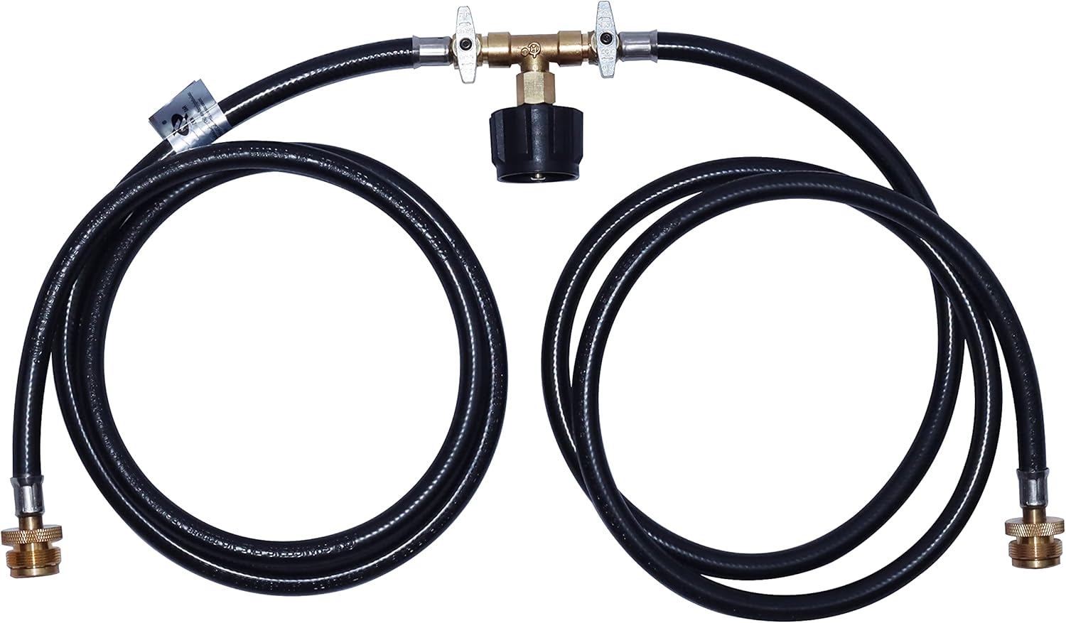 METER STAR Adaptador convertidor de tanque de propano Cga de 5 pies de 2 vías con interruptor y divisor en Y, 350 psi, manguera de extensión de alta