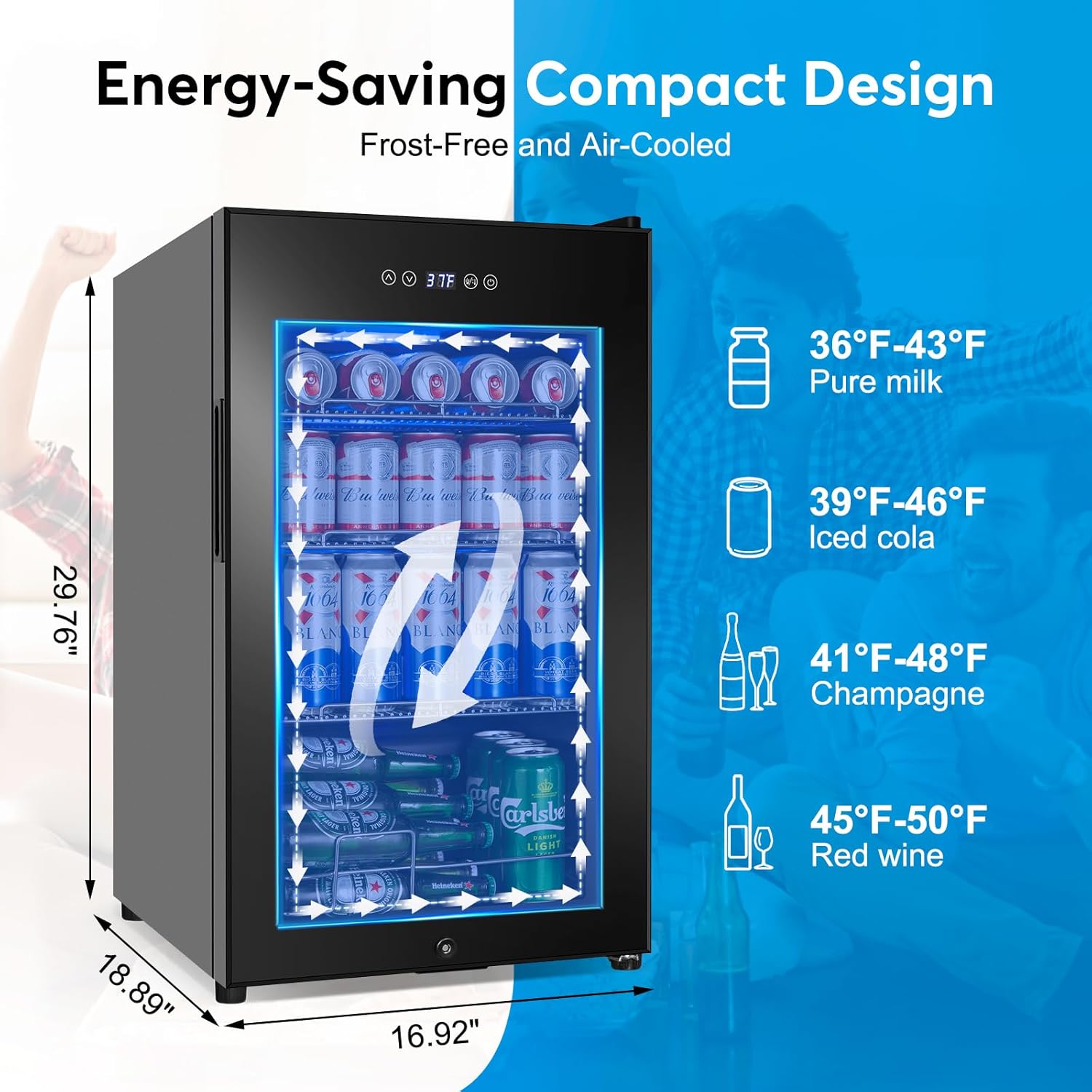 Refrigerador de bebidas de 17 pulgadas de ancho  Enfriador de bebidas para 126 latas con puerta de vidrio  Mini refrigerador de cerveza para