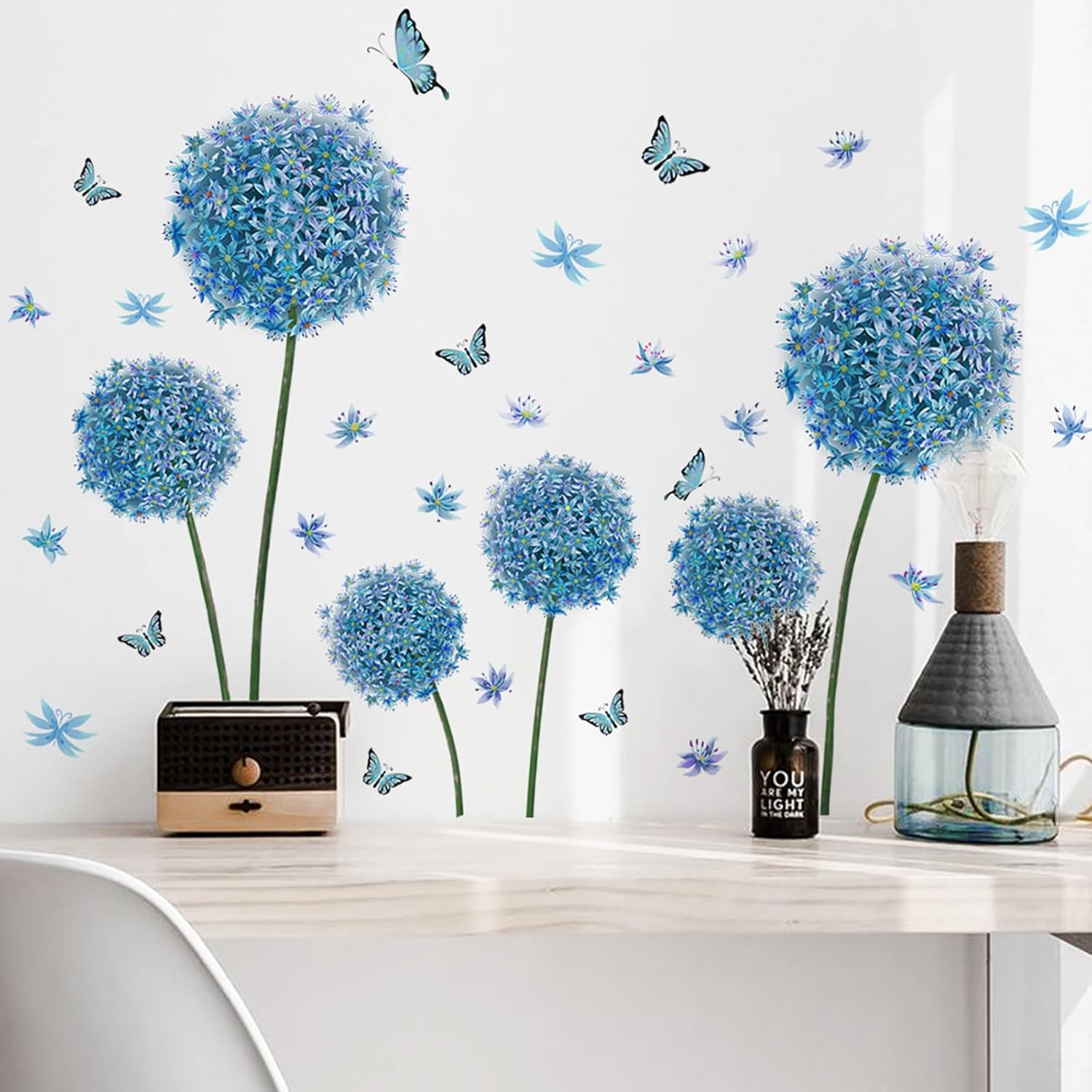Calcomanías de pared de flores, calcomanías de pared florales extraíbles para despegar y pegar, calcomanías de pared de flores extraíbles,