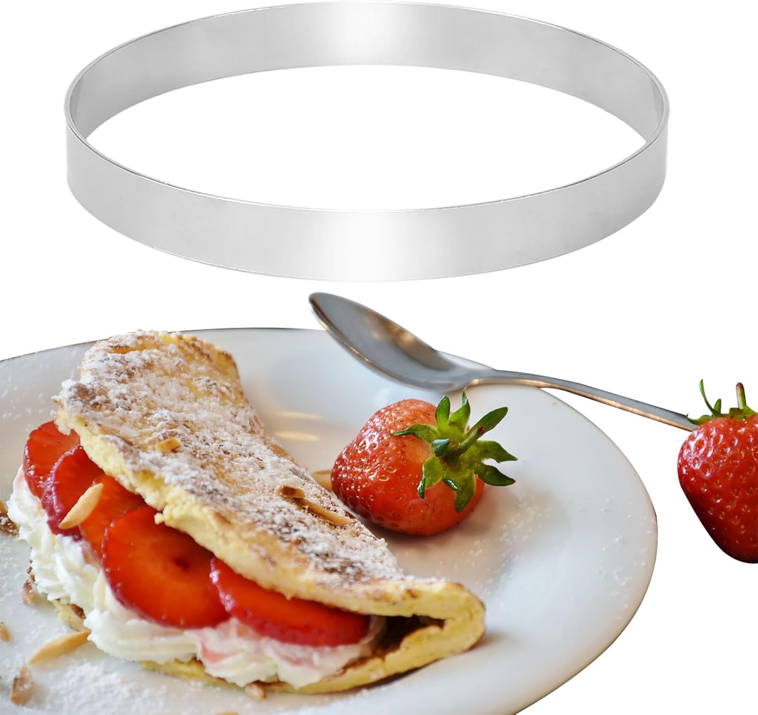 2 piezas de 8 pulgadas para panqueques, anillo de tortilla, molde de anillo de huevo para asar huevos grandes de acero inoxidable para panqueques de