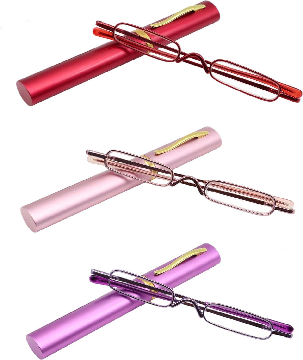 Mini lentes de lectura con bolígrafo delgado con estuche de clip portátil, lectores de bolsillo pequeño para hombres y mujeres