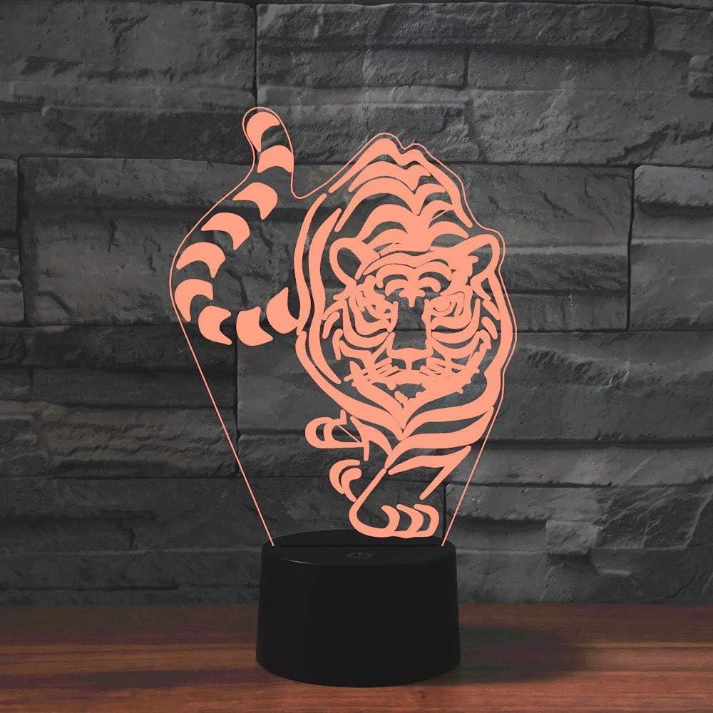 Luz nocturna para niños, lámpara LED de tigre 3D con control remoto, 16 colores cambiantes, regalo de cumpleaños de Navidad para niño