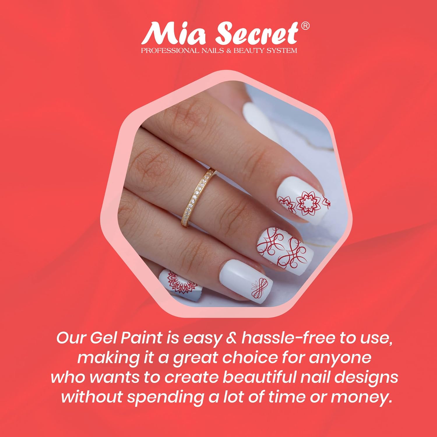 Mia Secret Sistema de uñas profesional UVLED Gel Paint – 0.18 oz (vestido rojo)