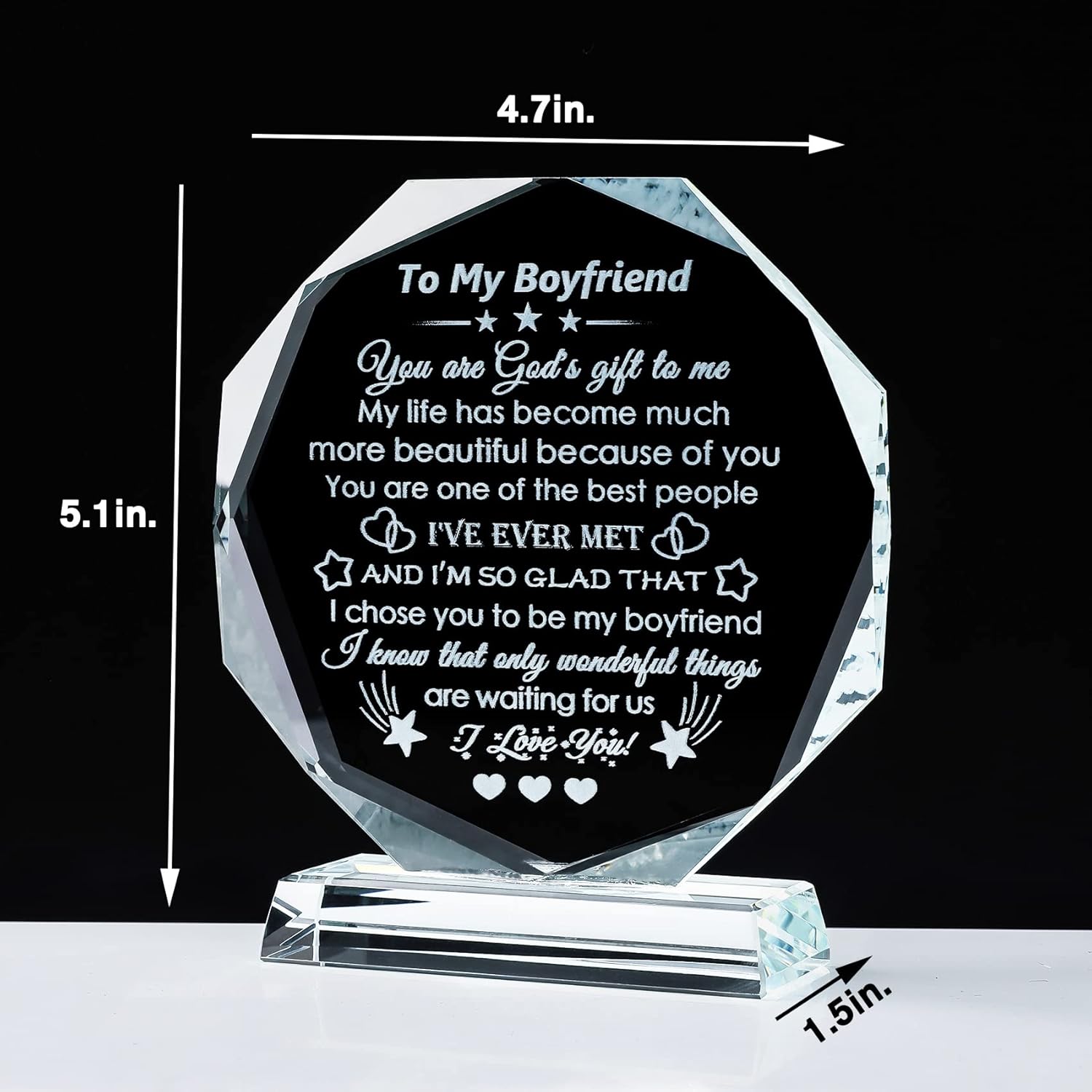 YWHL Regalos románticos para novio de novia, recuerdo de cristal único para mi novio, regalos de cumpleaños, aniversario, día de San Valentín,