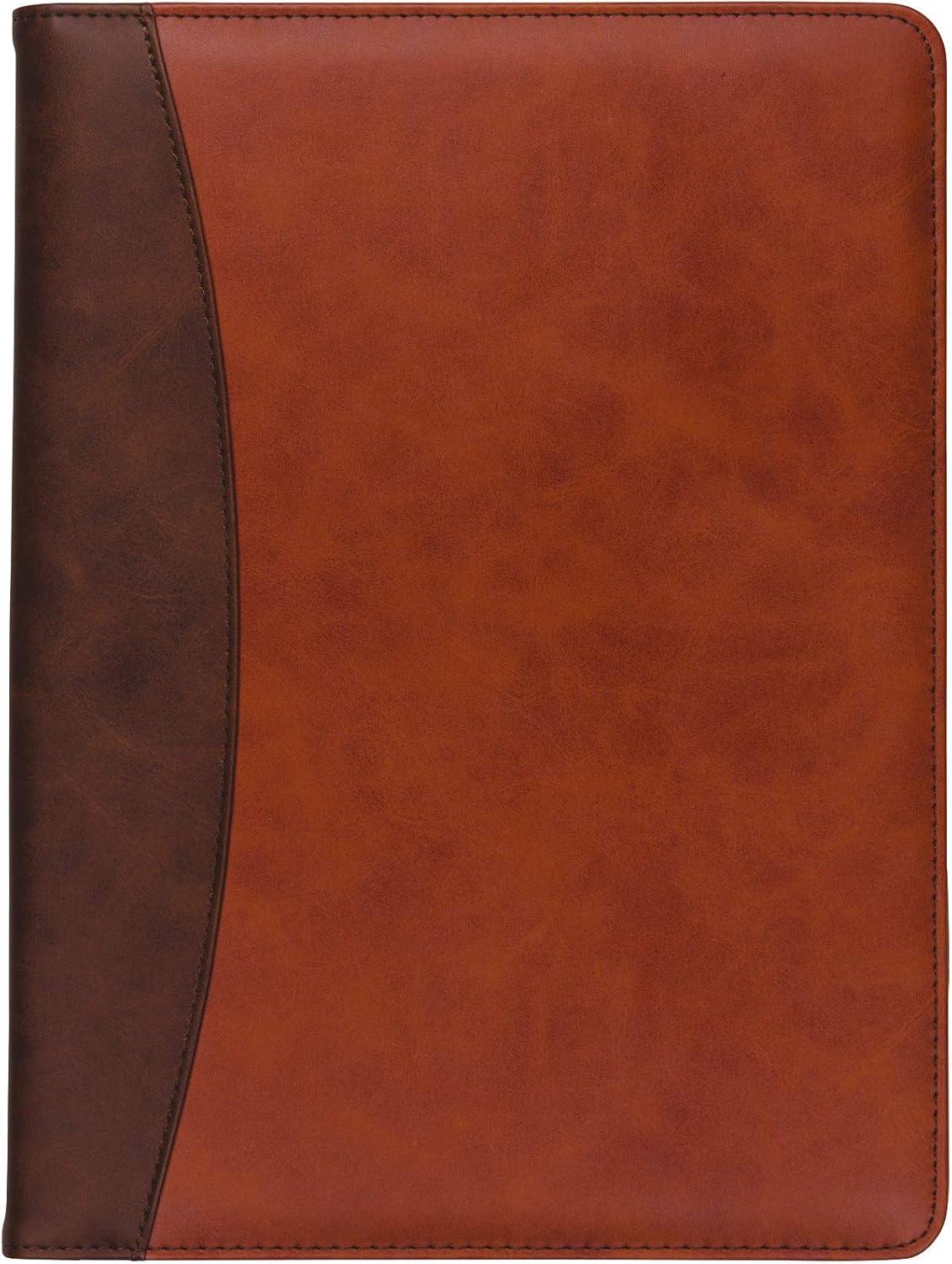 Samsill Portafolio de dos tonos, cartera de currículum, cartera de negocios, con bloc de escritura de 8.5 x 11″, marrón y marrón oscuro