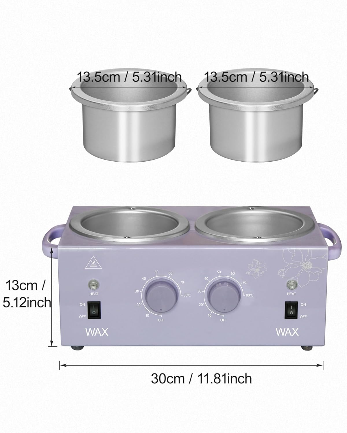 2 calentadores de cera doble de 16.9 fl oz, calentador de cera para depilación, kits de calentador de cera para principiantes, granos de cera +