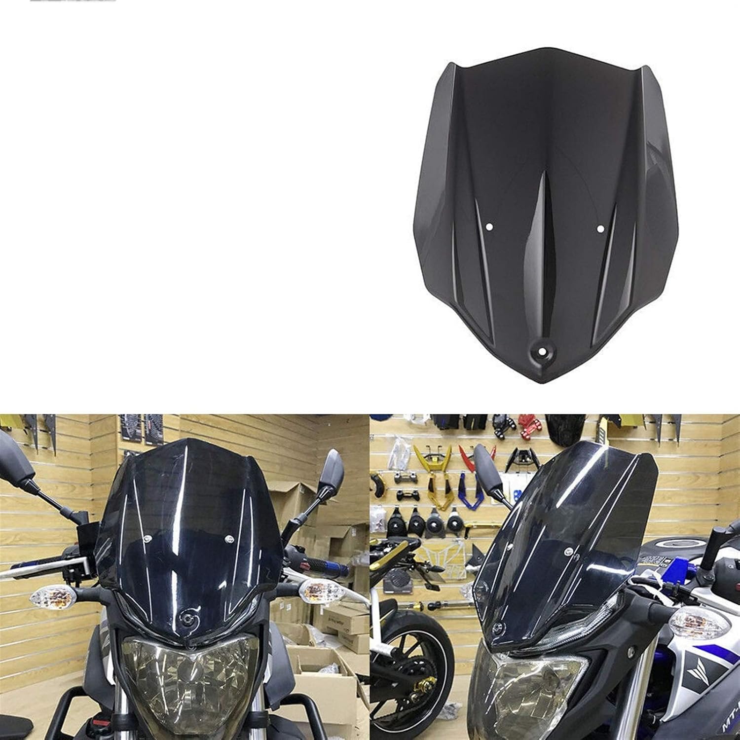 Motorcycle Windshield MT03 Windscreen Windshield Wind Deflectors with Bracket Compatible with MT-03 2016 2017 2018 2019 MT 03 Accessories Double