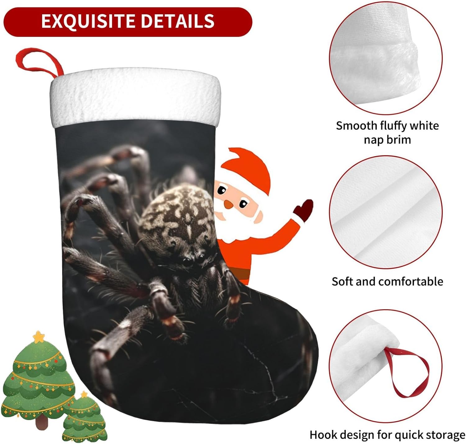Calcetines de Navidad con estampado de araña aterradora, medias decorativas para la familia, decoración de temporada navideña