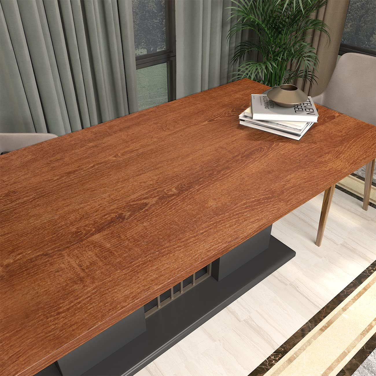 Papel tapiz de madera de nogal oscuro de 88 x 16 pulgadas, papel de contacto de madera autoadhesivo, papel de pared para tablón de anuncios de