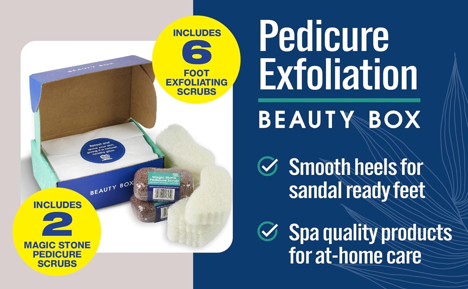 Caja de belleza de exfoliación de pedicura con 6 esponjas exfoliantes de baño y 2 piedras pómez mágicas para eliminar callos de pies, almohadilla de
