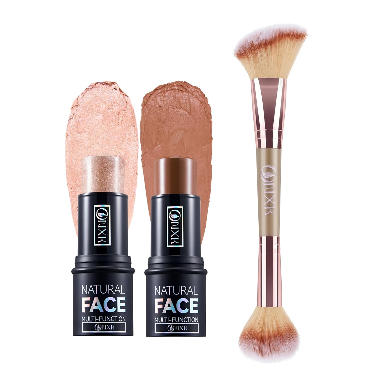 ONXK Lápiz de contorno de crema de maquillaje resaltador, fácil de aplicar, bronceador natural y barra de rubor, no grasa e impermeable, para