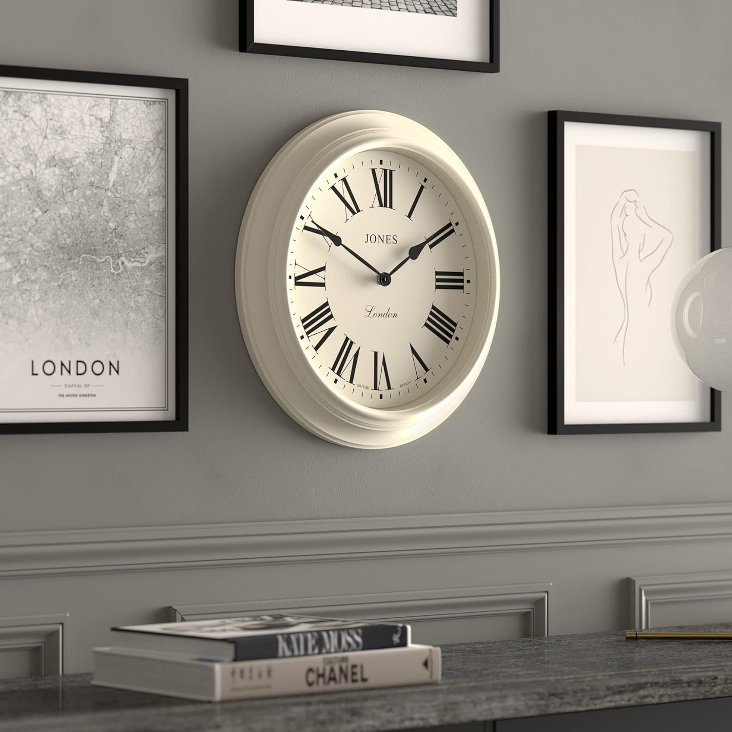 JONES CLOCKS Supper Club – Reloj de pared grande, diseño tradicional, decoración del hogar, reloj de sala de estar, decoración rústica, reloj de
