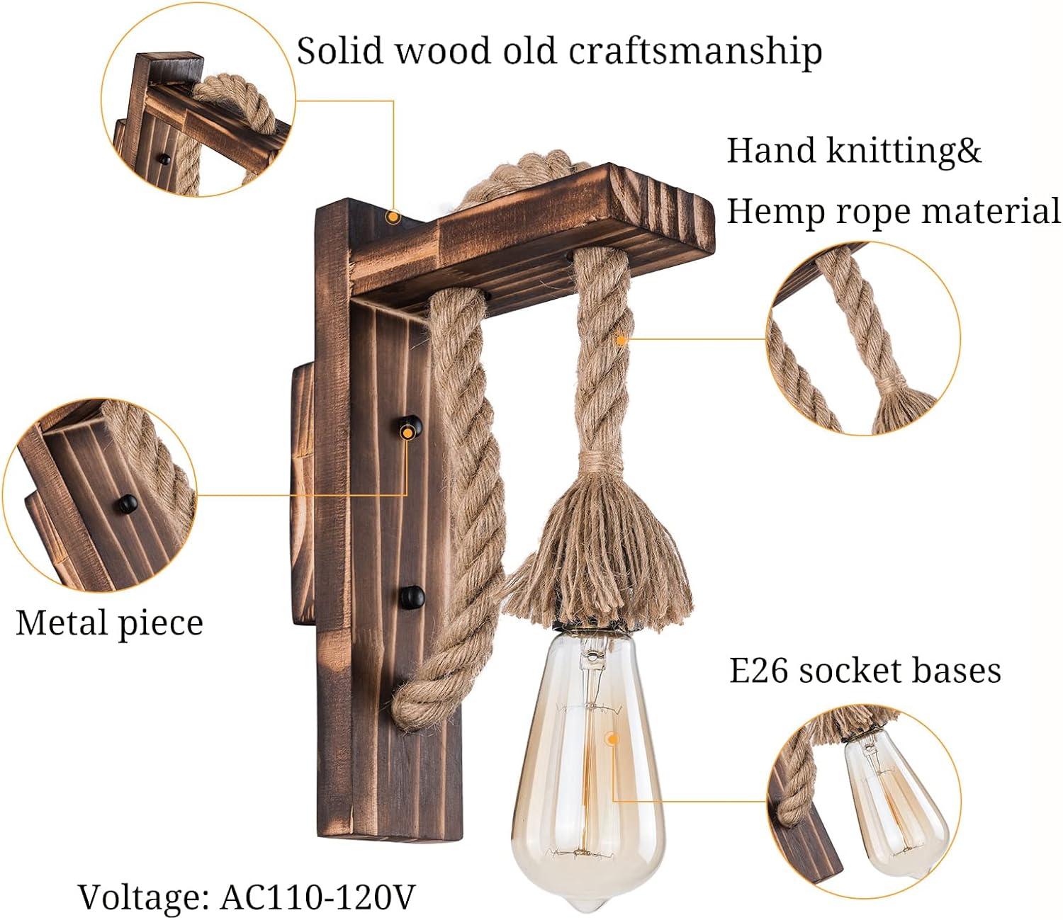 Fetcoi Apliques de pared de granja, aplique de pared rústico para entrada, cocina, comedor, dormitorio, sala de estar