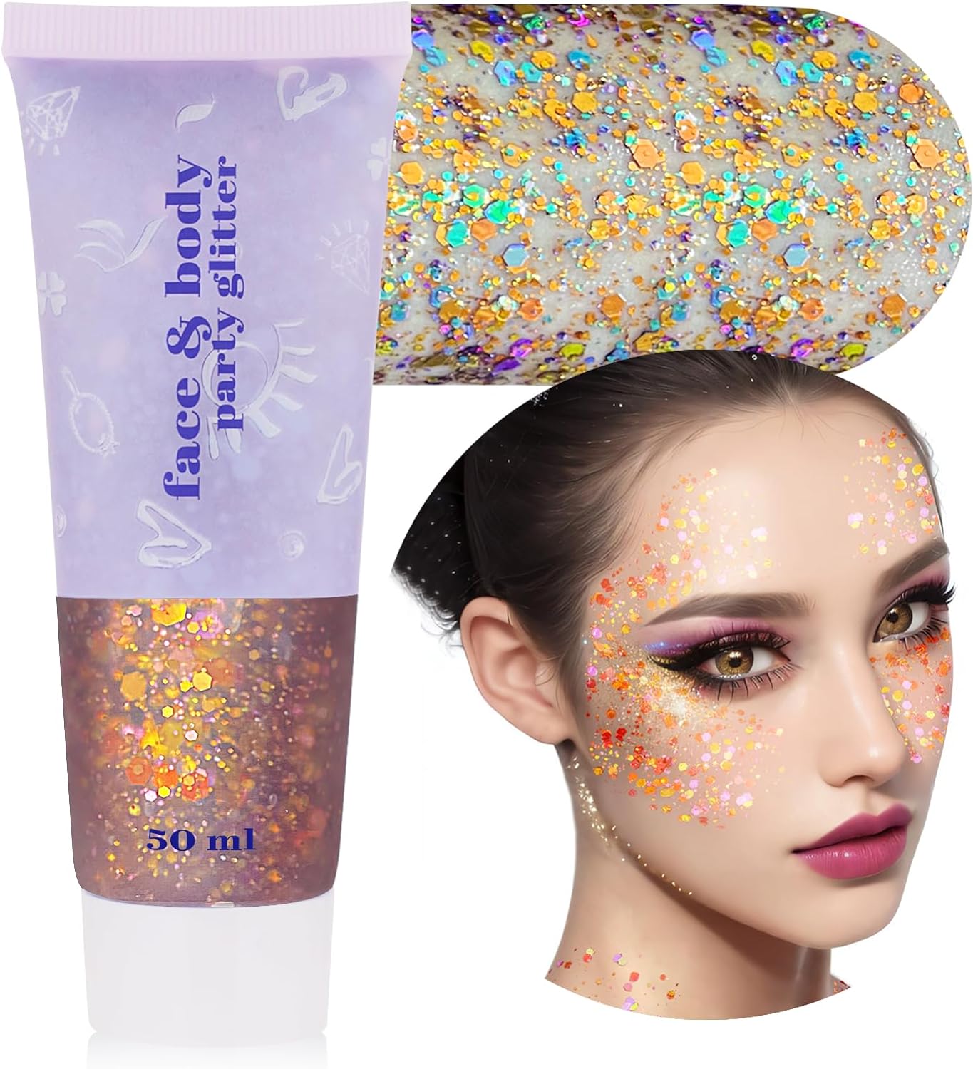 MEICOLY Purpurina corporal colorida camaleón, pintura facial con purpurina gruesa, gel de purpurina de cara de sirena que cambia de color,