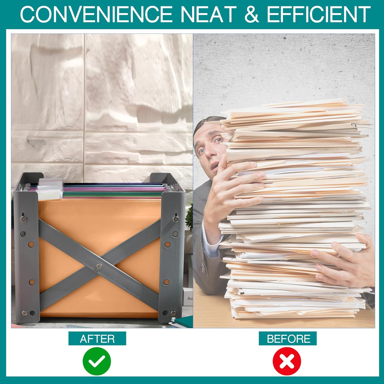 Yaomiao 24 carpetas colgantes de tamaño carta, bolsillo expandible para archivos colgantes con pestañas de plástico e insertos de etiquetas,