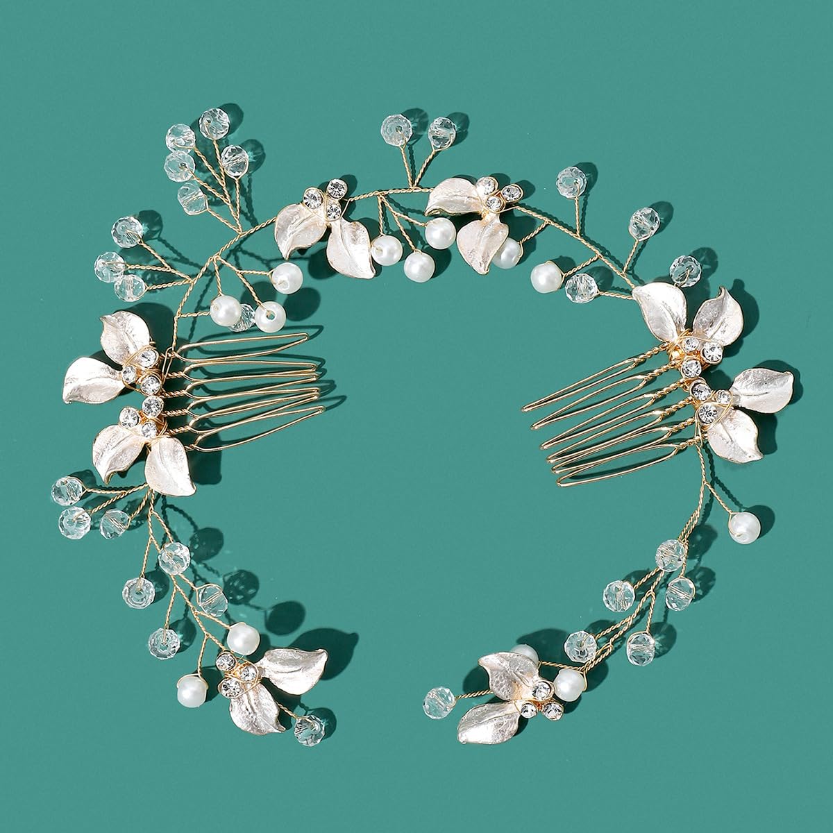 Accesorios para el cabello de novia para boda, diadema de flores de diamantes de imitación hecha a mano, horquilla de cristal para peinados
