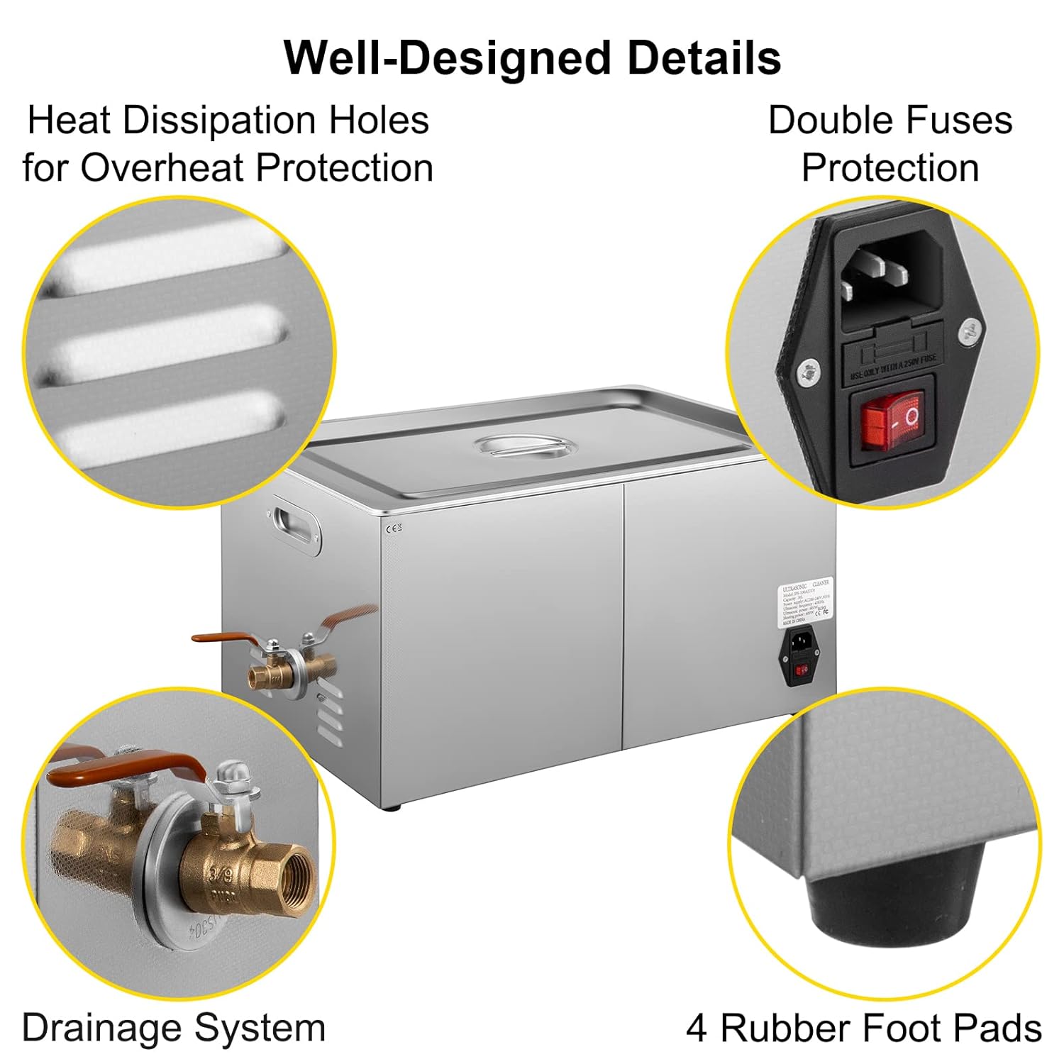 VEVOR Limpiador ultrasónico industrial 30L con temporizador digital y calentador 40kHz limpiador ultrasónico grande profesional total 1200 W para
