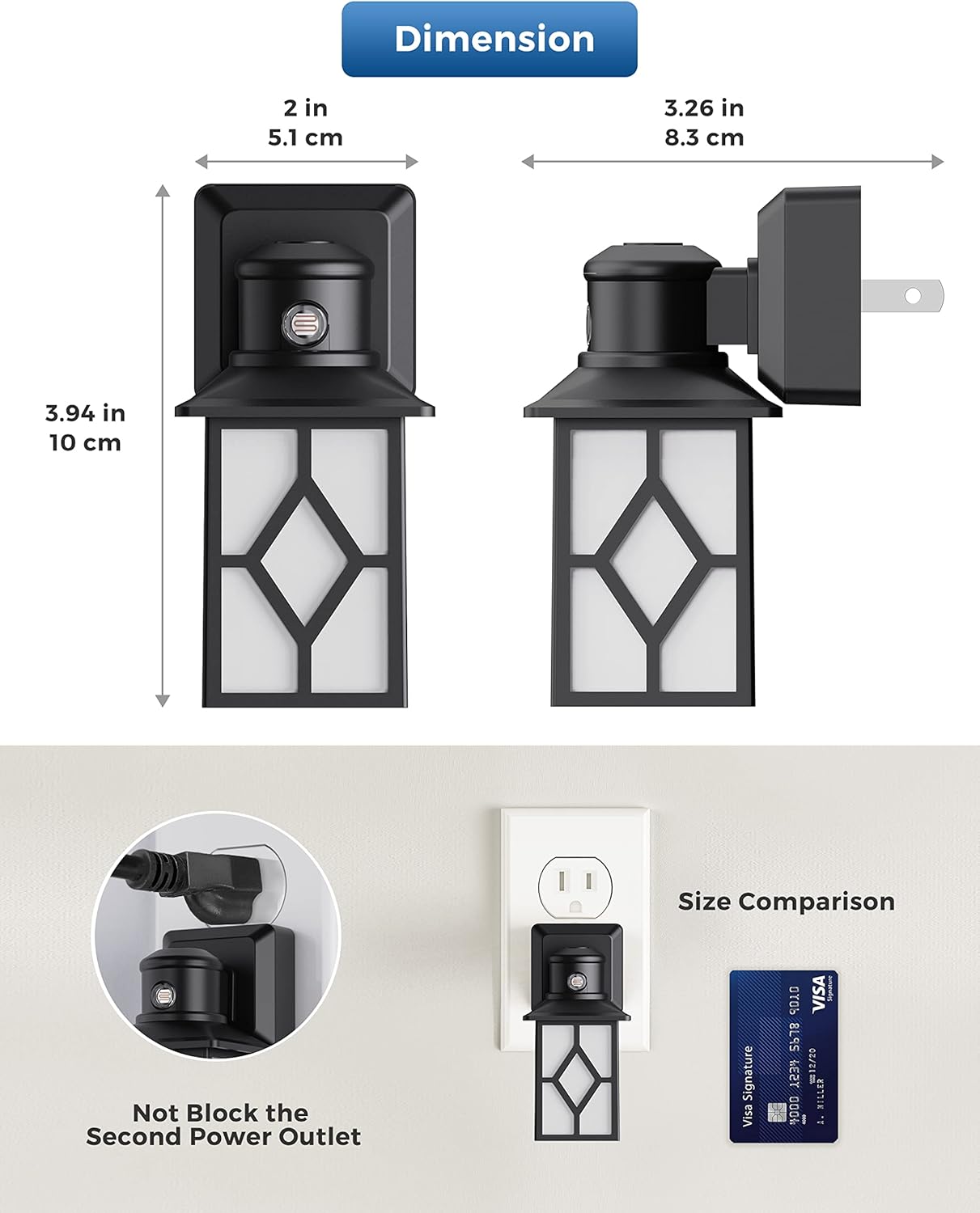 LOHAS – Luz nocturna enchufable, paquete de 2 luces nocturnas decorativas enchufables a la pared, luz del atardecer al amanecer, luz diurna 5000 K,