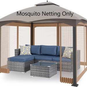 Tanxianzhe 10’x10′ Gazebo Replacement Mosquito Netting 4-Panel Patio Screen Walls with Zipper (Khaki) Tanxianzhe 10’x10′ Gazebo Replacement Mosquito Netting 4-Panel Patio Screen Walls with Zipper (Khaki)