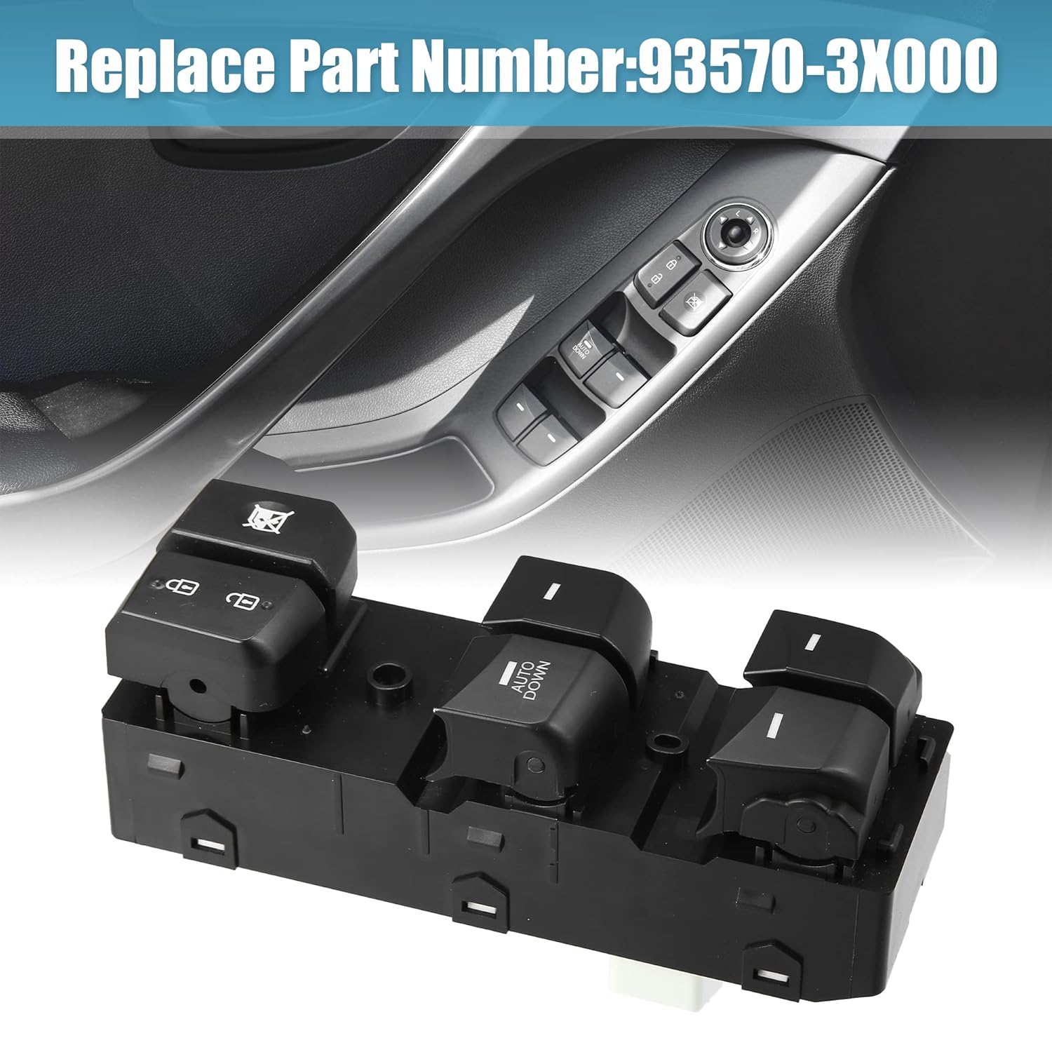 X AUTOHAUX Interruptor de ventana de puerta principal para Hyundai Elantra 2011 2012 2013 2014 2015 93570-3X000 lado izquierdo del conductor
