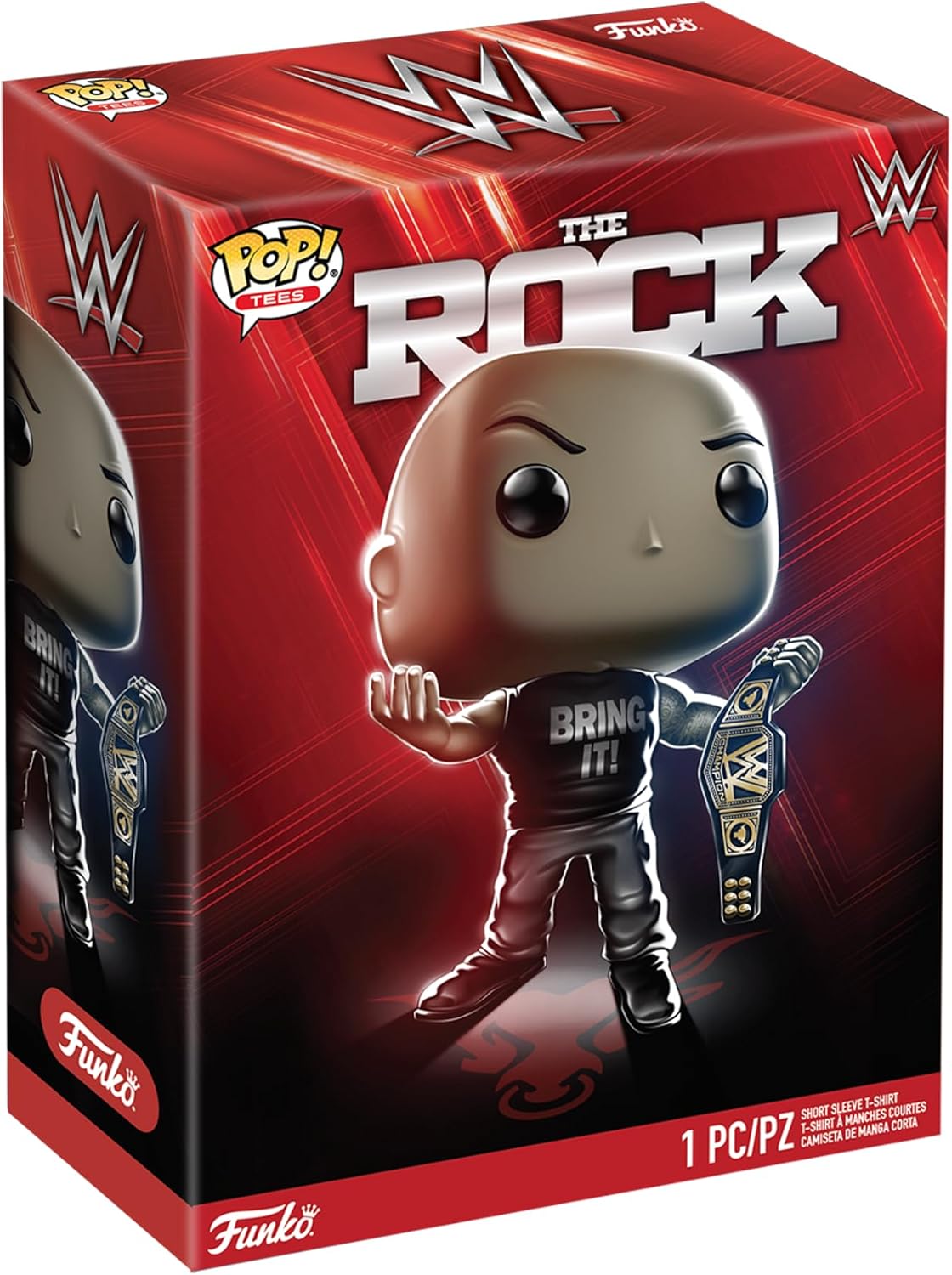 Funko Pop! Camiseta en caja WWE – La roca con cinturón – M
