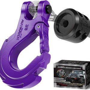 AUTMATCH Pestillo de seguridad para cabrestante de 38 pulgadas, grado 70, gancho deslizante de horquilla de acero forjado y tapón de gancho para AUTMATCH Pestillo de seguridad para cabrestante de 38 pulgadas, grado 70, gancho deslizante de horquilla de acero forjado y tapón de gancho para