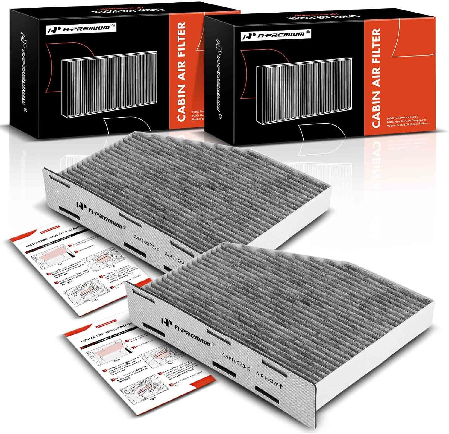 A-Premium Filtro de aire de cabina de 2 piezas con carbón activado compatible con Volkswagen Jetta, Passat, Golf, Tiguan, Beetle, CC, Eos, GTI,