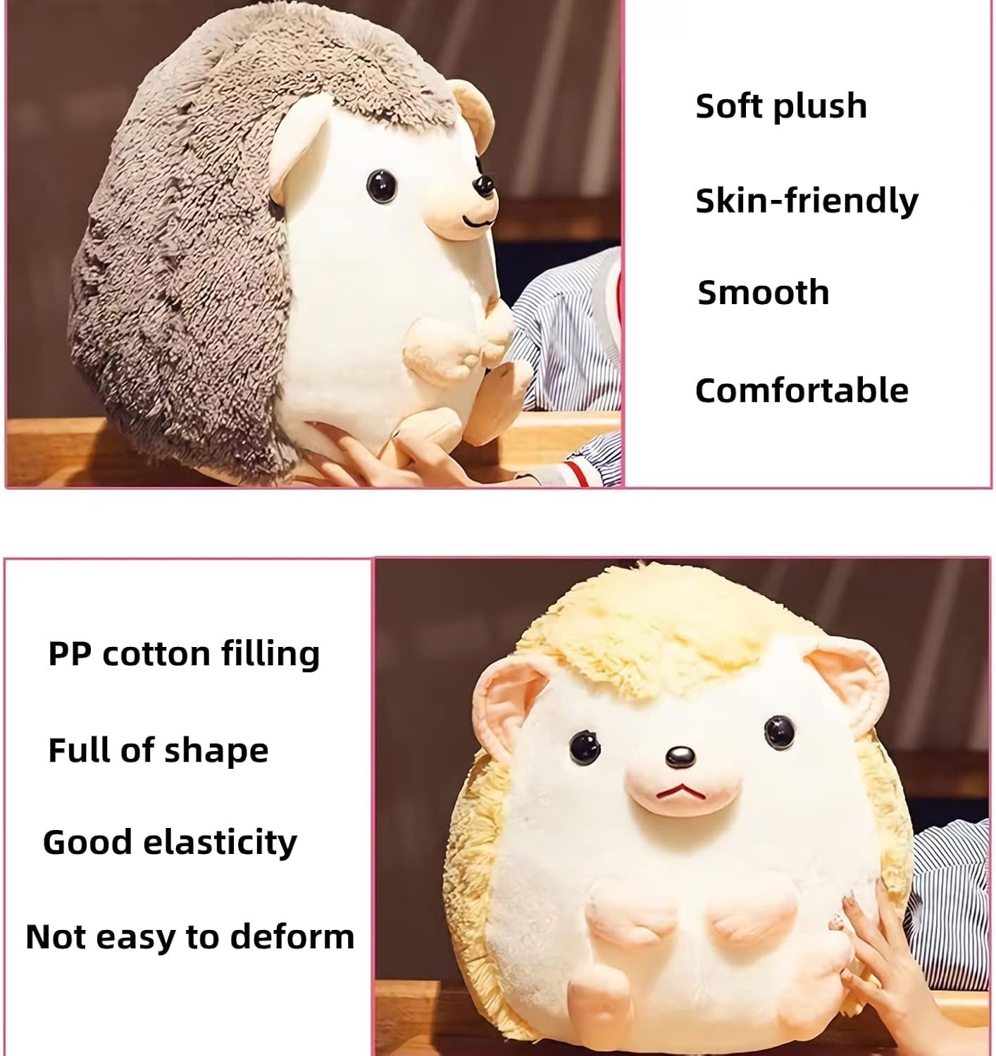 Almohada corporal de peluche de erizo linda, almohada de peluche de erizo kawaii, muñecas de almohada de erizo gordito, juguetes de felpa súper