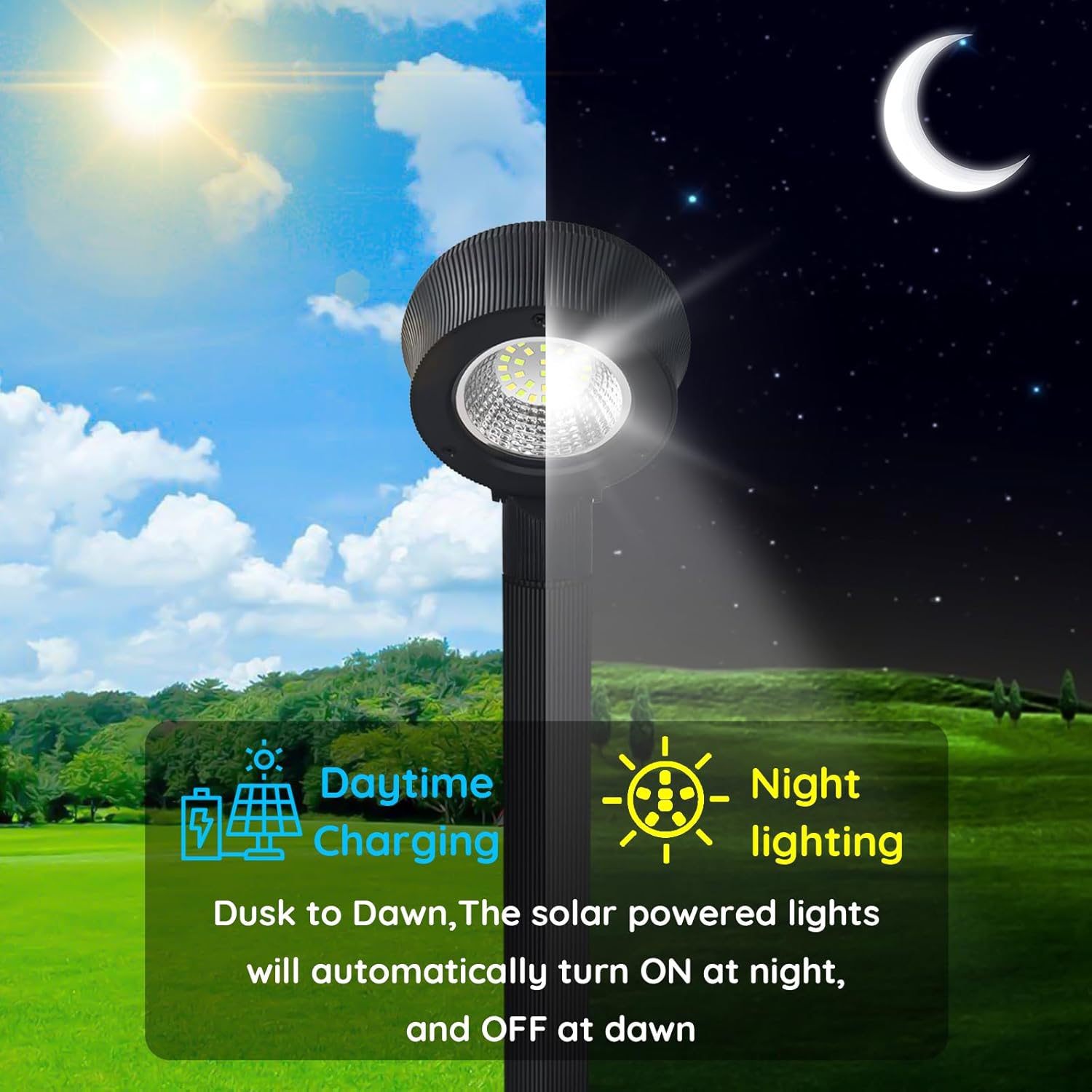 Luces solares para camino, luces solares LED de jardín de 300 lm, opciones LED blancas brillantes y cálidas, luces solares en forma de L, luces