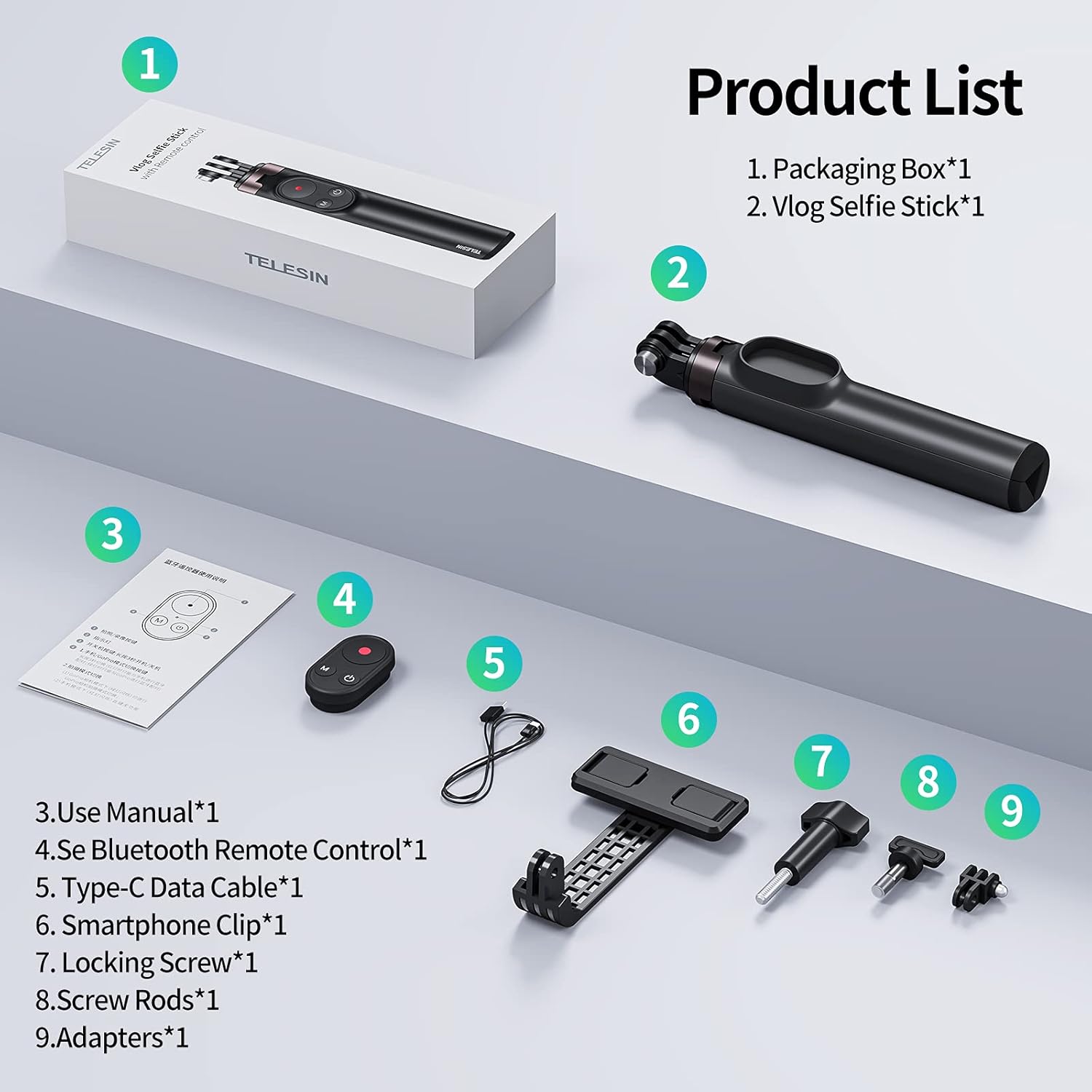 Trípode para selfie stick con control remoto para GoPro Max Mini Hero 12 Hero 11 Hero 10 Hero 9 Hero 8 Negro, trípode monopie de aluminio Bluetooth