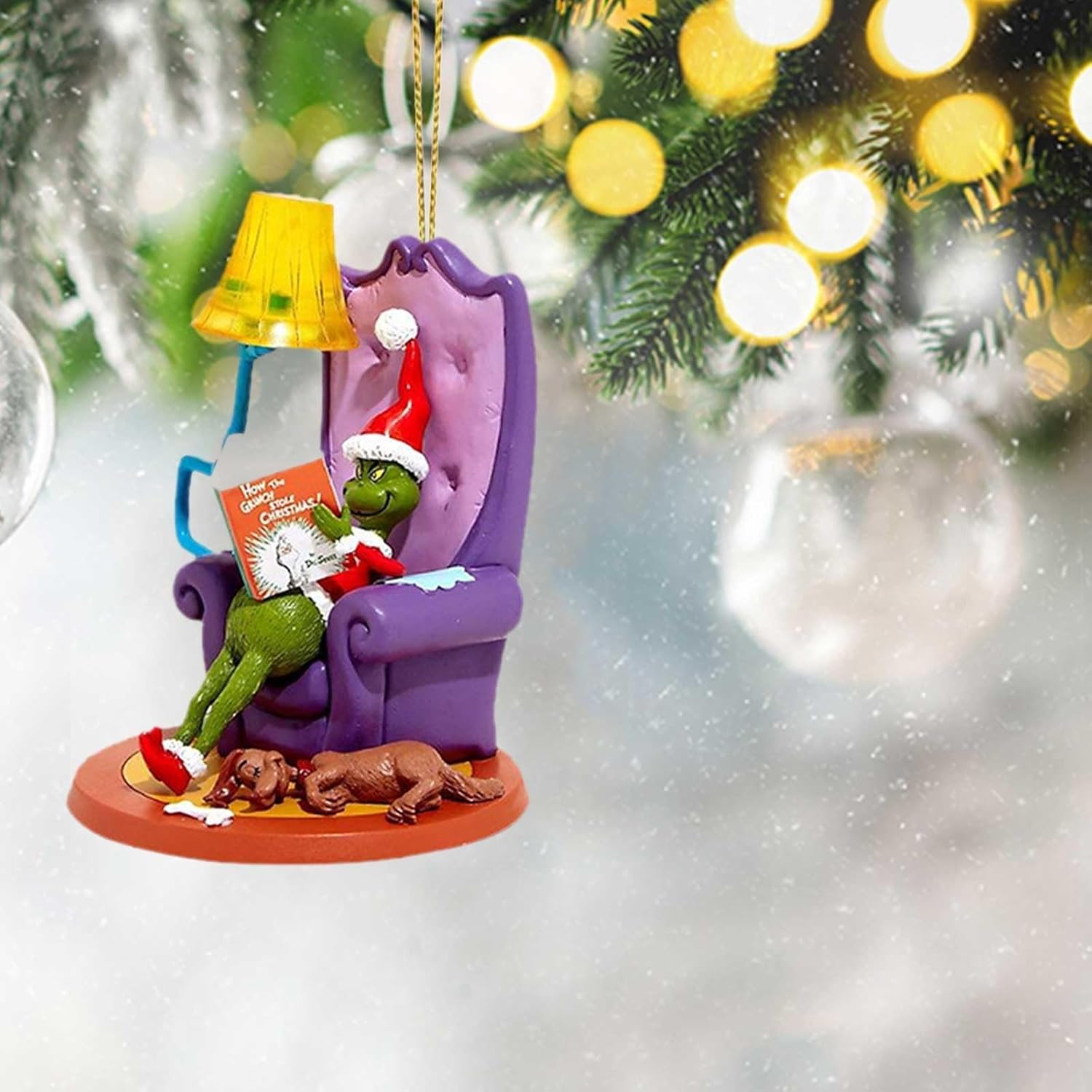 Adorno colgante clásico de dibujos animados de invernadero, colgante de acrílico de robo, divertido adorno colgante de árbol de Navidad para el