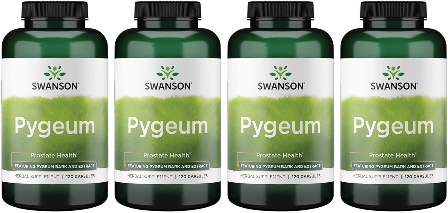 Swanson Pygeum – 120 cápsulas, 400 mg cada una, suplemento de hierbas para la salud de la próstata masculina, la vejiga y el tracto urinario