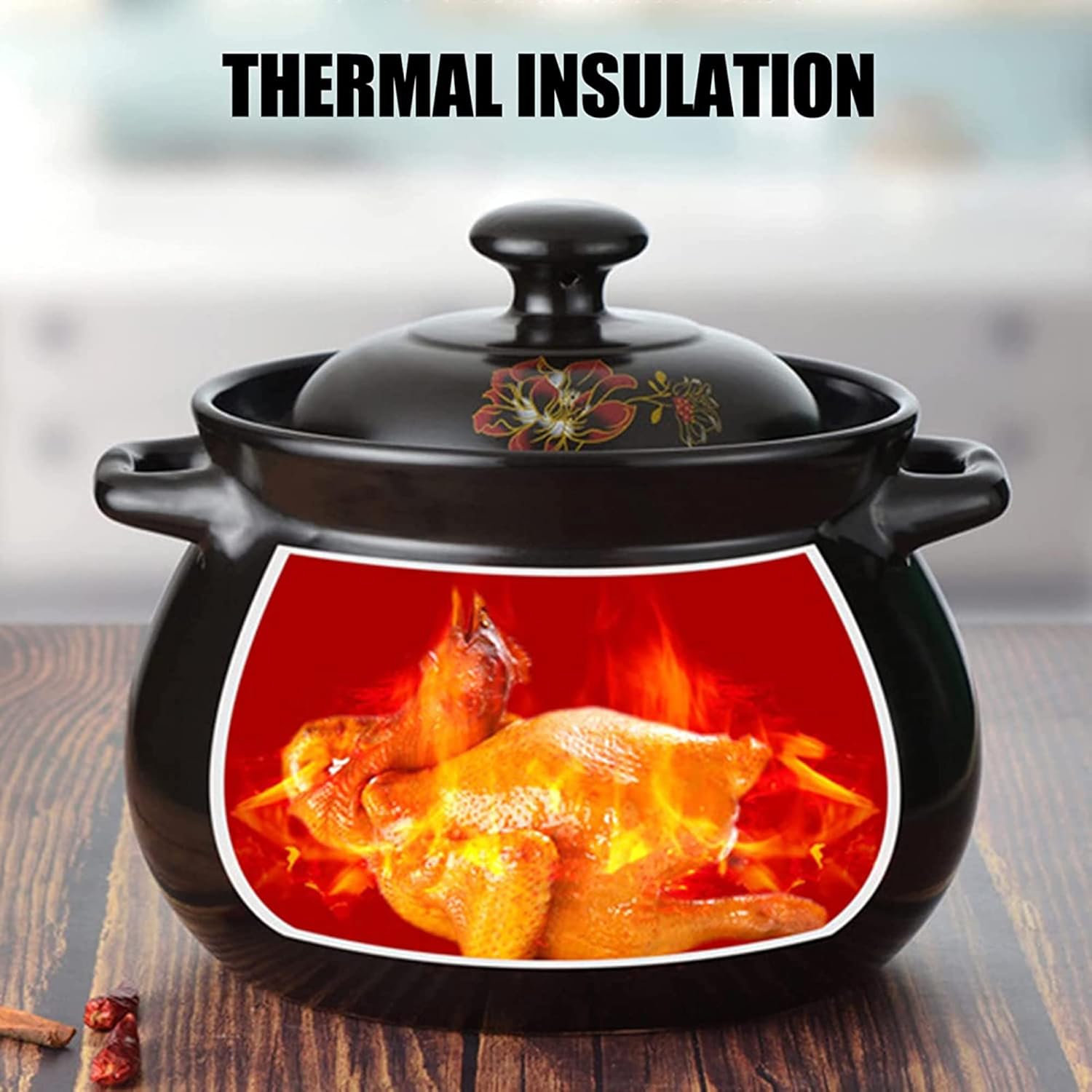 Ollas de barro de cerámica china, olla de cocina de cerámica china, olla de cocción resistente al calor, olla de barro para cocina del hogar, 5.5