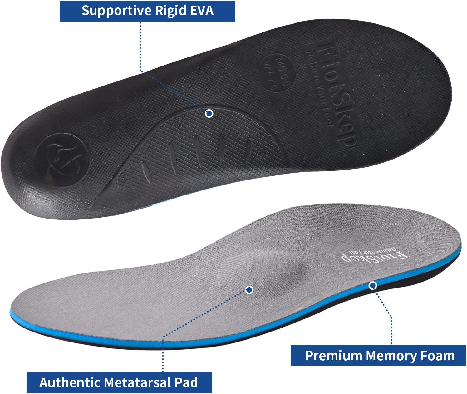 FiotSkep Almohadilla metatarsiana de arco alto para neuroma de Morton, insertos de dolor de bola de pie, fascitis plantar, pies planos, espuma