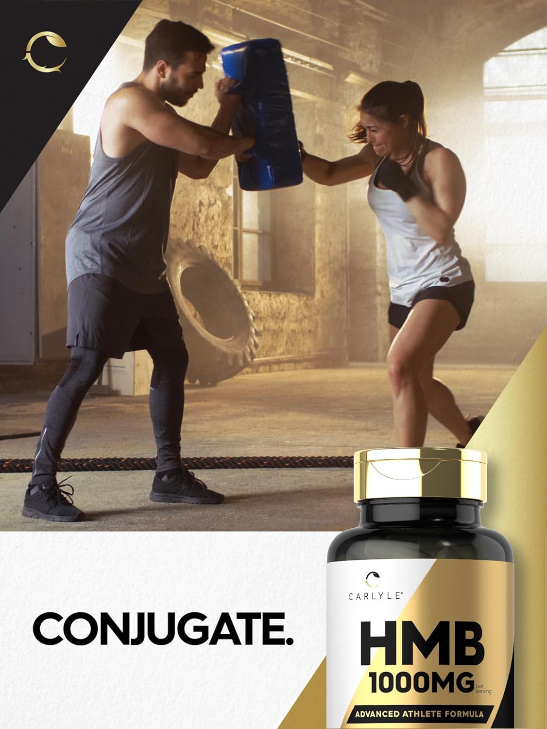 Carlyle Suplemento HMB  1000 mg  120 cápsulas  Fórmula avanzada de atleta sin OMG y sin gluten