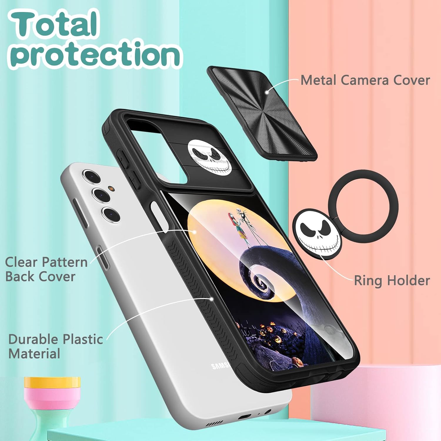 Joyleop Funda 2 en 1 para Samsung Galaxy A13 5G de dibujos animados lindo Moon CP para niñas, mujeres, adolescentes, niños, fundas de teléfono